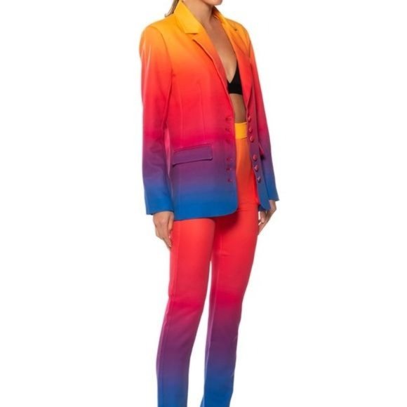 Callie Sunset Blvd Pantsuit: Ombre Blazer & Skinny Slacks: L 1X - Picture 8 of 15